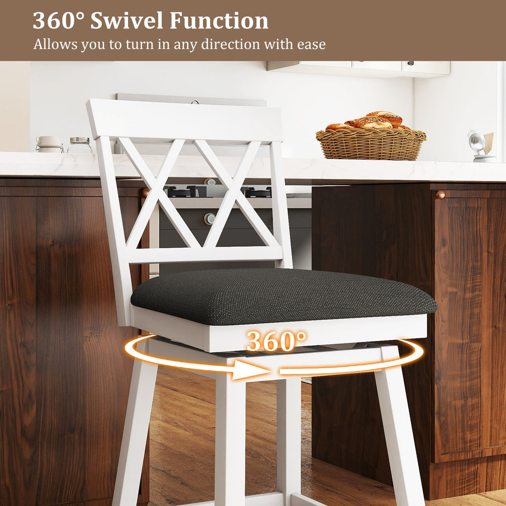 4-Piece Swivel Bar Stools with Linen Cushions and Backrests