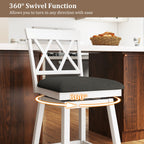 4-Piece Swivel Bar Stools with Linen Cushions and Backrests