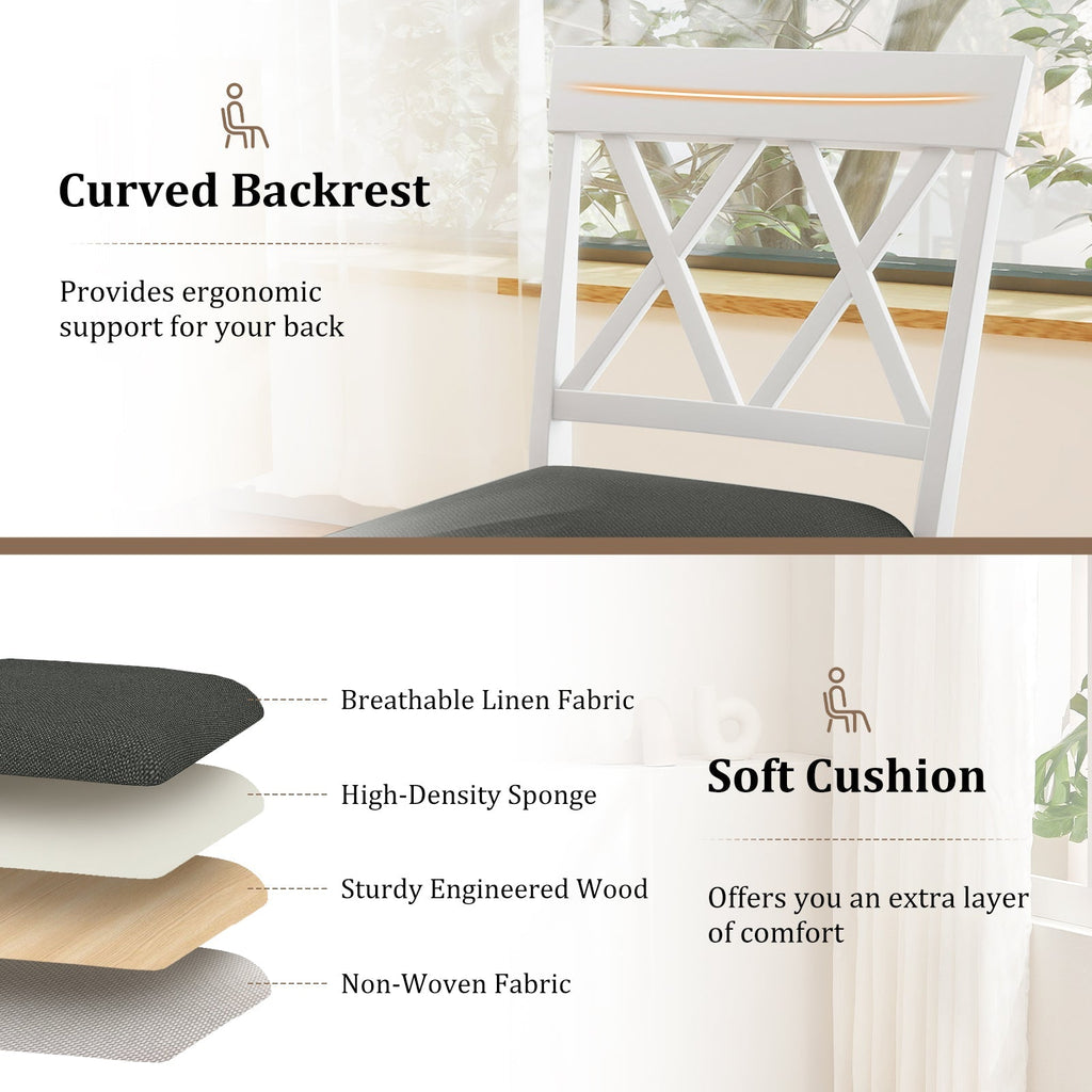 4-Piece Swivel Bar Stools with Linen Cushions and Backrests