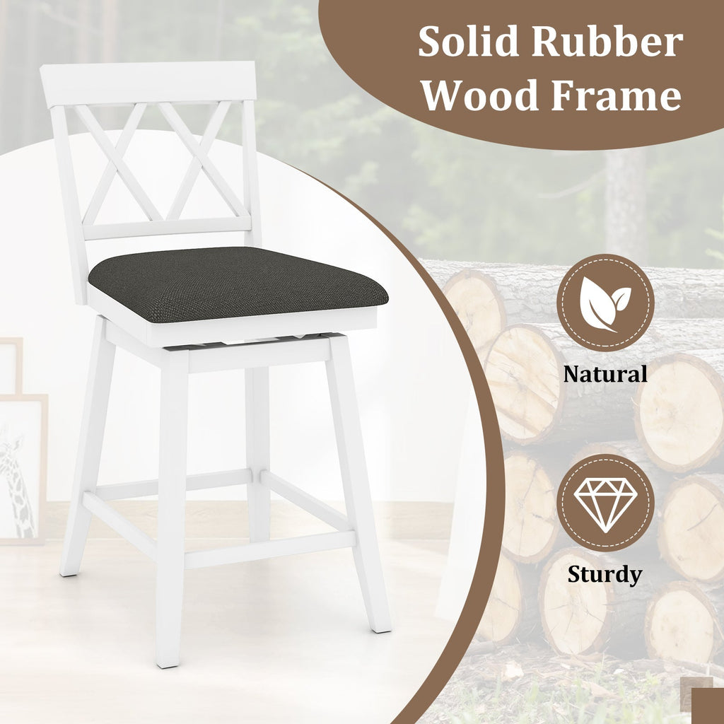 4-Piece Swivel Bar Stools with Linen Cushions and Backrests
