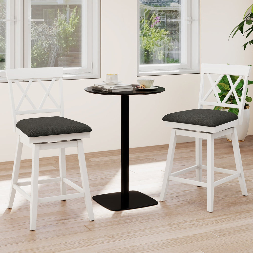 4-Piece Swivel Bar Stools with Linen Cushions and Backrests