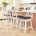 4-Piece Swivel Bar Stools with Linen Cushions and Backrests