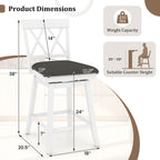 4-Piece Swivel Bar Stools with Linen Cushions and Backrests