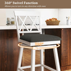 4-Piece Swivel Bar Stools with Linen Cushions and Backrests