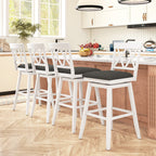 4-Piece Swivel Bar Stools with Linen Cushions and Backrests