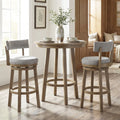 2-Piece Linen Upholstered Swivel Bar Stools with Backrests