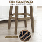 2-Piece Linen Upholstered Swivel Bar Stools with Backrests