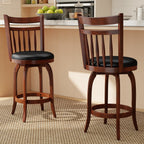 2-Piece Counter-Height Swivel Bar Stools with PVC Upholstery