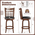 2-Piece Counter-Height Swivel Bar Stools with PVC Upholstery