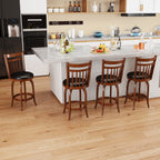 2-Piece Counter-Height Swivel Bar Stools with PVC Upholstery