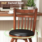 2-Piece Counter-Height Swivel Bar Stools with PVC Upholstery