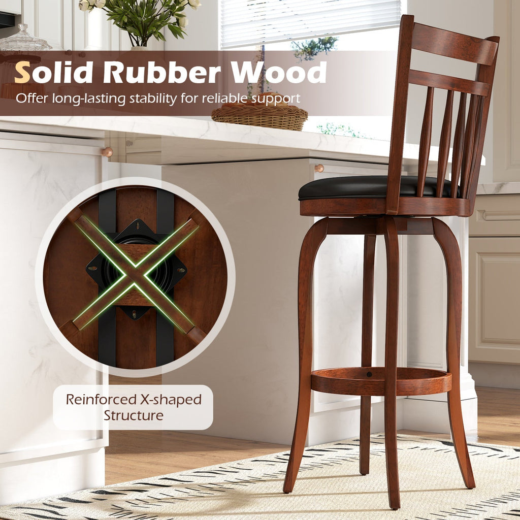 2-Piece Counter-Height Swivel Bar Stools with PVC Upholstery