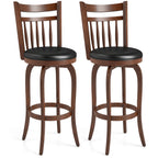 2-Piece Counter-Height Swivel Bar Stools with PVC Upholstery