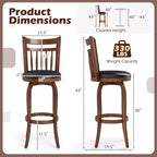 2-Piece Counter-Height Swivel Bar Stools with PVC Upholstery