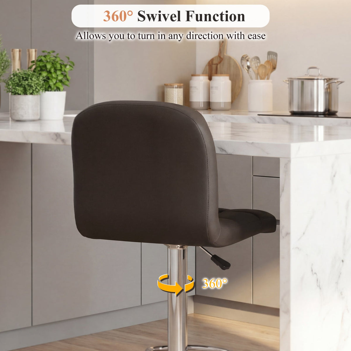 Swivel Bar Stools Set of 2 with Footrests and Metal Base