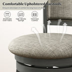 Swivel Bar Stools Set of 2 with Soft-padded Back and Seat