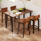 24.5 Inch Swivel Wooden Bar Stools Set of 2 with Rubber Wood Legs and Low Back