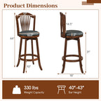 Swivel Bar Stools with Backrests and Wood Frame for Kitchen Island