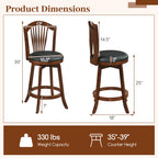 Swivel Bar Stools with Backrests and Wood Frame for Kitchen Island