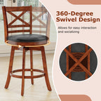 2-Piece Swivel Bar Stools with Curved Backrests and Footrests