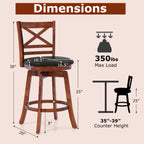 2-Piece Swivel Bar Stools with Curved Backrests and Footrests