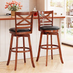 2-Piece Swivel Bar Stools with Curved Backrests and Footrests