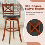 2-Piece Swivel Bar Stools with Curved Backrests and Footrests