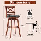 2-Piece Swivel Bar Stools with Curved Backrests and Footrests