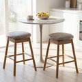 2-Piece Backless Swivel Bar Stools with Solid Wood Legs and Footrests