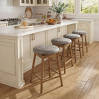 2-Piece Backless Swivel Bar Stools with Solid Wood Legs and Footrests