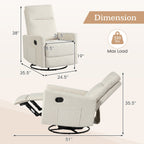 Swivel Rocking Chair 360° Nursery Reclining Rocker Armchair with Cushioned Back
