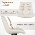 Teddy Fleece Armless Office Chair Makeup Vanity Chair-White