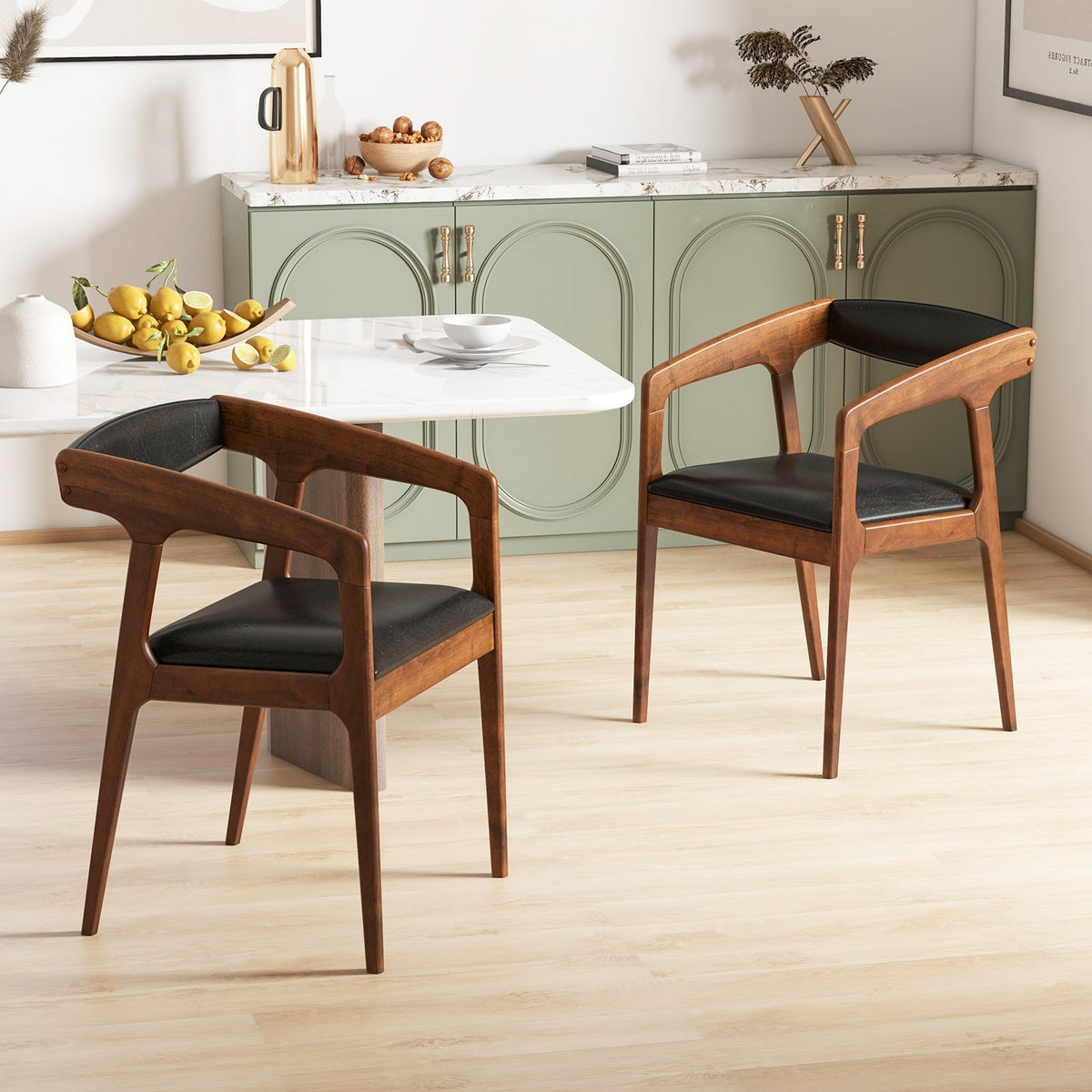 Upholstered Armchairs Set of 2 with Cozy Backrest and Padded Seat Cushion