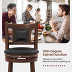 Upholstered Bar Stools Set of 2 with Curved Backrest and Footrest