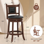 Upholstered Bar Stools Set of 2 with Curved Backrest and Footrest