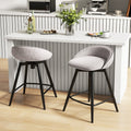 Upholstered Swivel Bar Stools with Footrest and Backrest - Set of 2