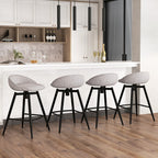 Upholstered Swivel Bar Stools with Footrest and Backrest - Set of 2