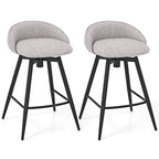 Upholstered Swivel Bar Stools with Footrest and Backrest - Set of 2