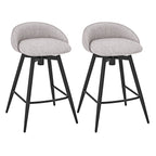 Upholstered Swivel Bar Stools with Footrest and Backrest - Set of 2