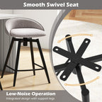 Upholstered Swivel Bar Stools with Footrest and Backrest - Set of 2