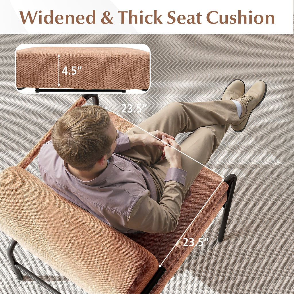 Velvet Upholstered Accent Chair with Cylindrical Backrest and Metal Armrests