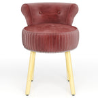 Velvet Vanity Chair with Back Upholstered Vanity Stool with Tufted Low Back and Solid Wood Legs
