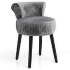 Velvet Vanity Chair with Back Upholstered Vanity Stool with Tufted Low Back and Solid Wood Legs