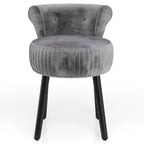 Velvet Vanity Chair with Back Upholstered Vanity Stool with Tufted Low Back and Solid Wood Legs