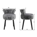 Velvet Vanity Chair with Back Upholstered Vanity Stool with Tufted Low Back and Solid Wood Legs
