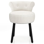 Velvet Vanity Chair with Back Upholstered Vanity Stool with Tufted Low Back and Solid Wood Legs