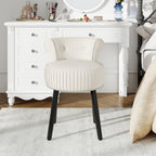 Velvet Vanity Chair with Back Upholstered Vanity Stool with Tufted Low Back and Solid Wood Legs