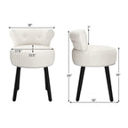Velvet Vanity Chair with Back Upholstered Vanity Stool with Tufted Low Back and Solid Wood Legs