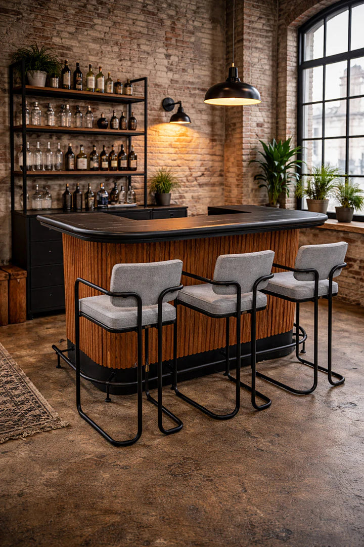 Prohibition Series 60" Cocktail Bar, Matte Walnut / Black by RAM Game Room