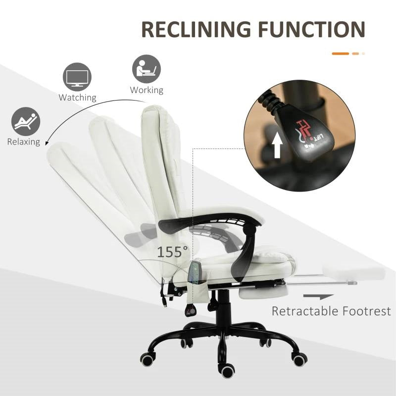White 7-Mode Vibrating High-Back Executive Massage Office Chair